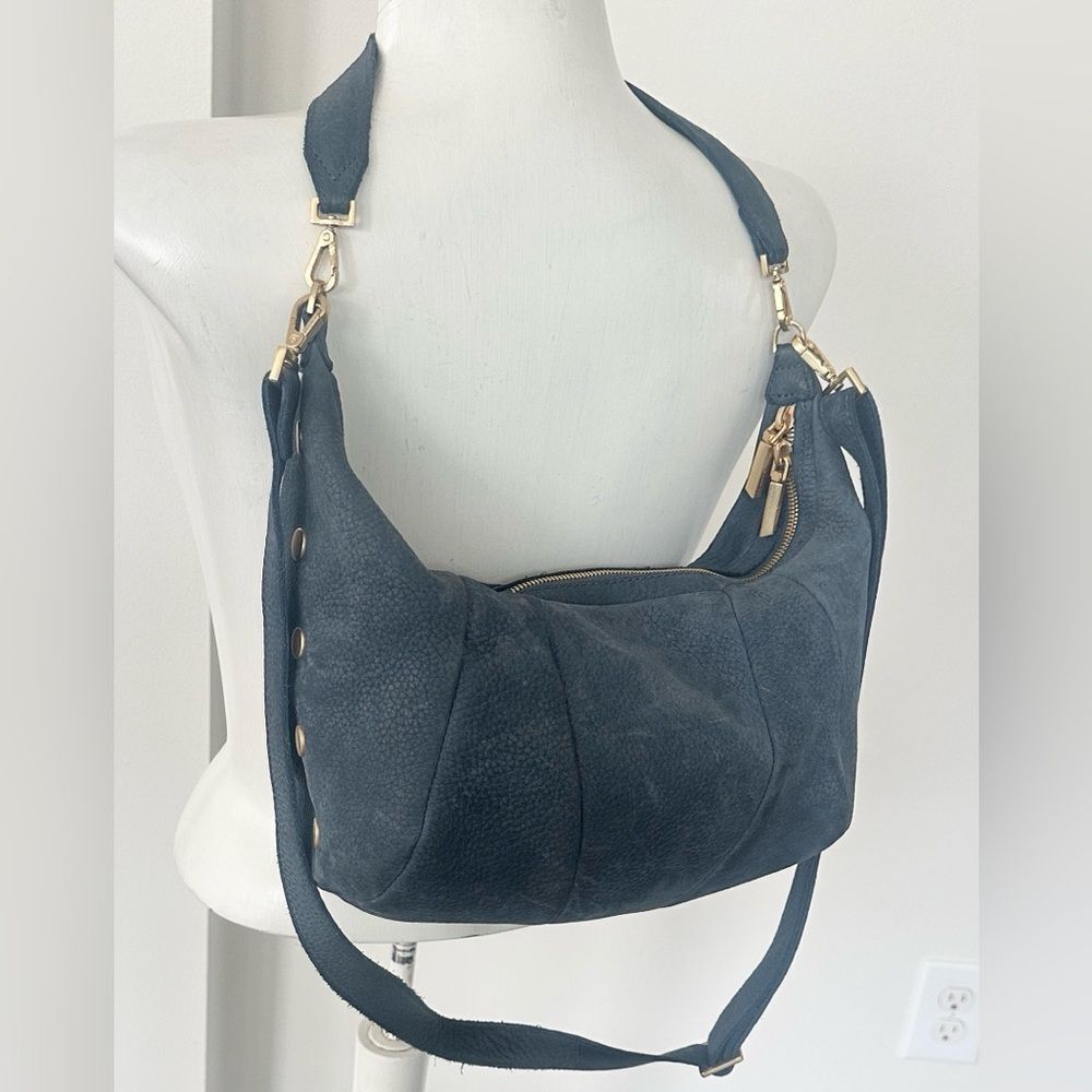 Hammit Morgan Nubuck Leather Blue Crossbody & Shoulder Bag